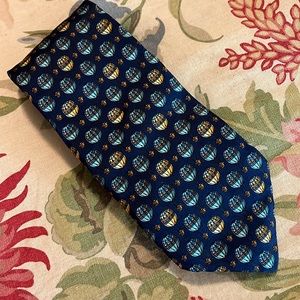 Vtg BEAUFORT Tie Rack 100% Silk Tie Graphic Print  Hot Air Balloons Italy 3.5"